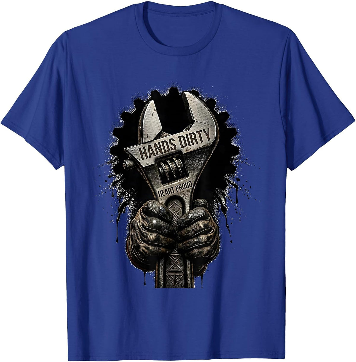 Men's Hands Dirty Heart Proud Pit Crew Racing Design T-Shirt - Royal Blue