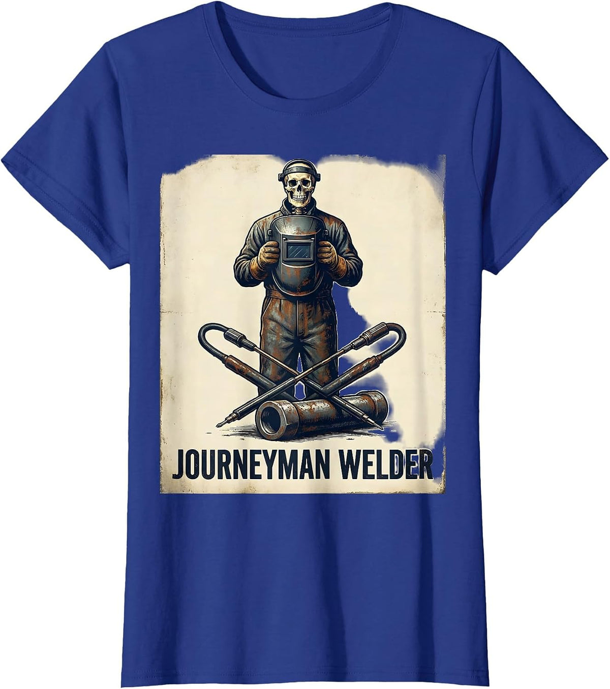 Women's Journeyman Welder Vintage Skeleton Funny Welding Tradesman T-Shirt - Royal Blue
