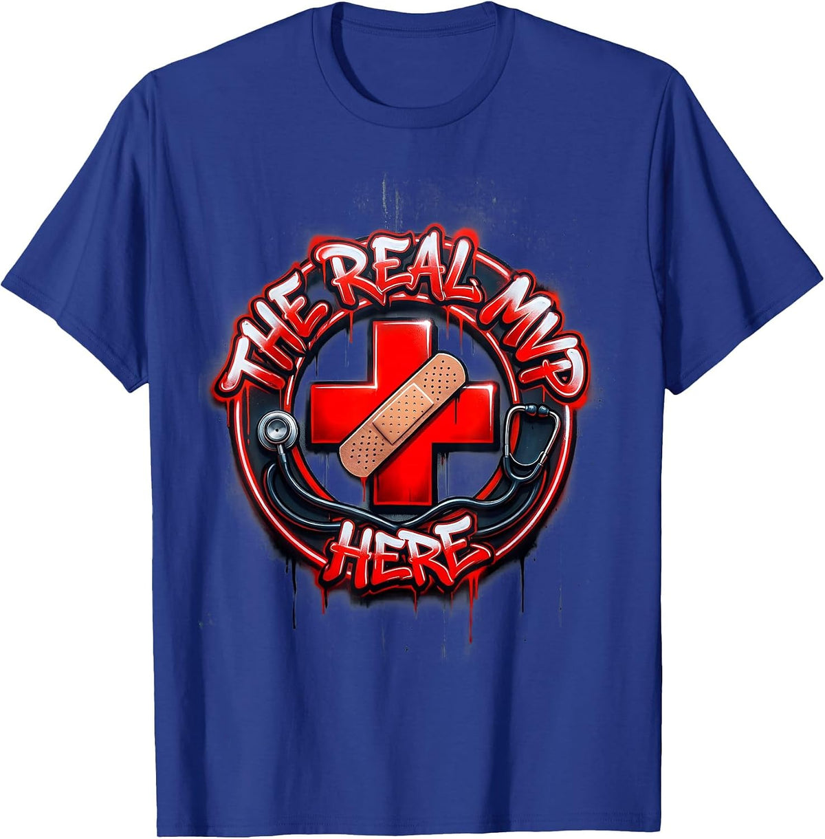 School Nurse The Real MVP Here Design T-Shirt - Royal Blue