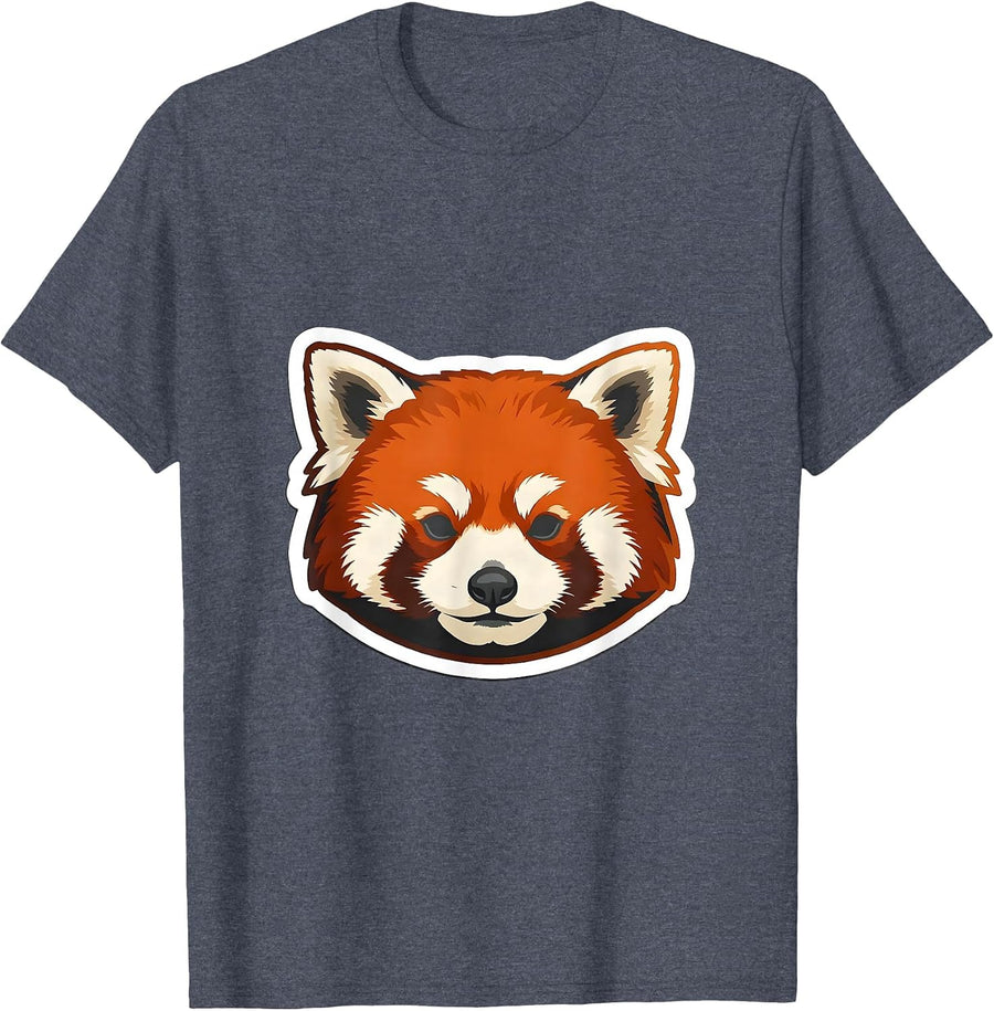 Oversized Red Panda Face Mask Funny Halloween Costume T-Shirt - Heather Blue