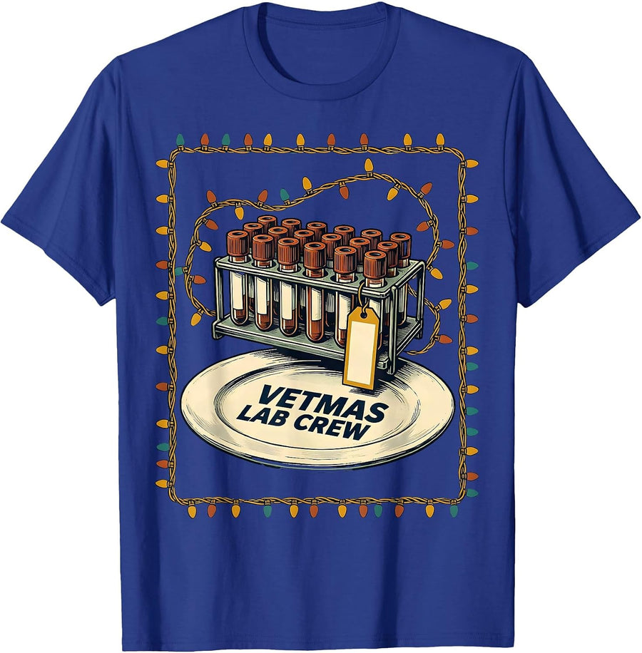 Vetmas Lab Crew Funny Vet Tech Christmas Veterinary Crew T-Shirt - Royal Blue