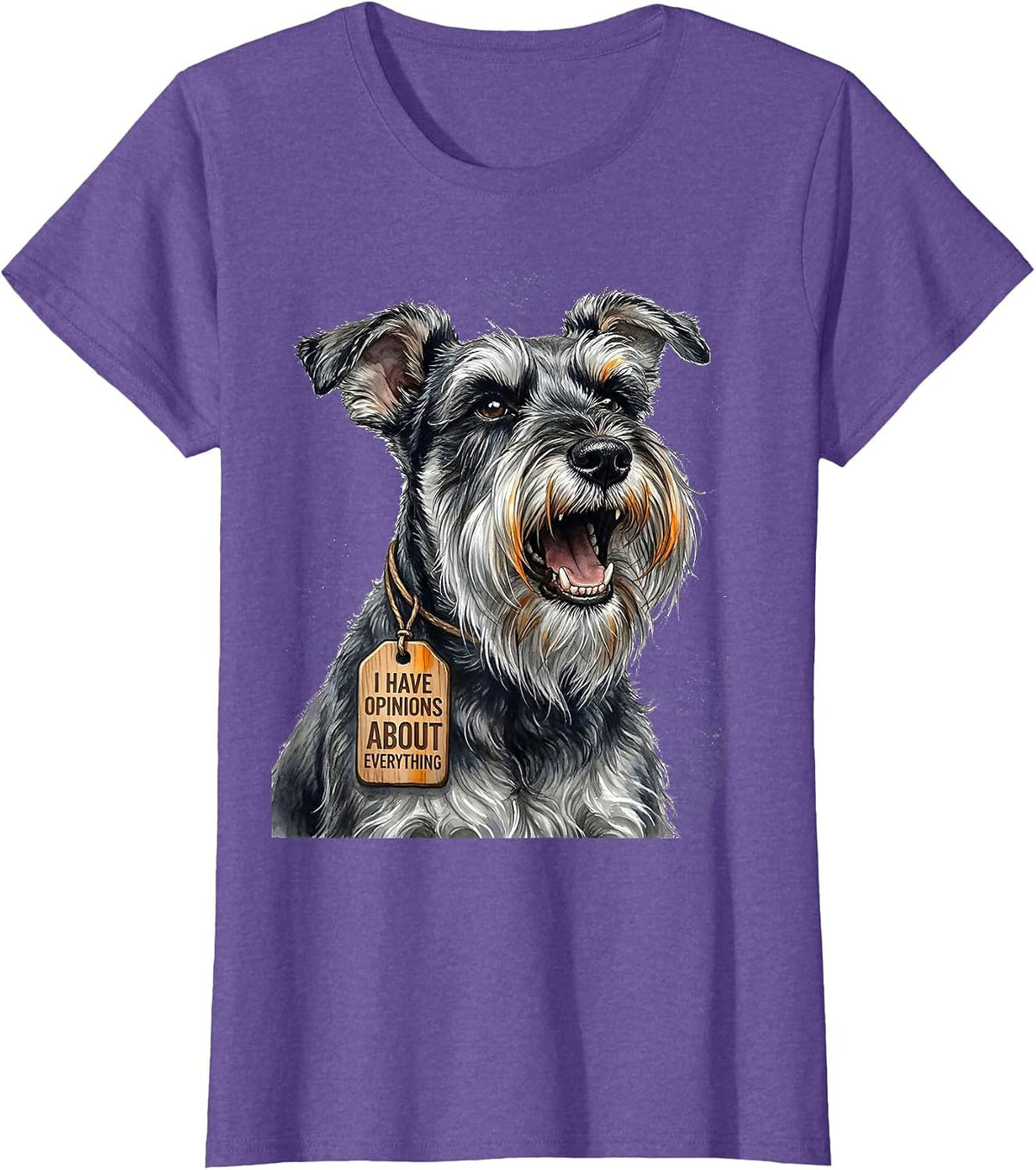 I Have Opinions About Everything Funny Miniature Schnauzer T-Shirt - Purple Heather