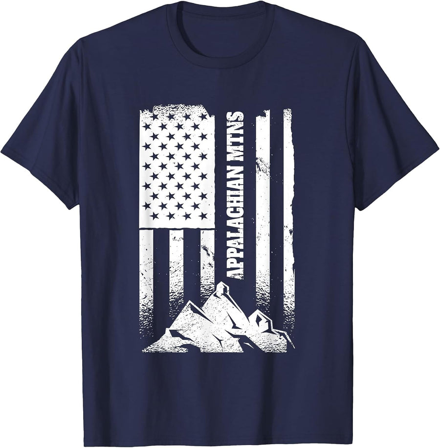 Appalachia Appalachian Mountains American Patriotic Flag T-Shirt - Navy Blue