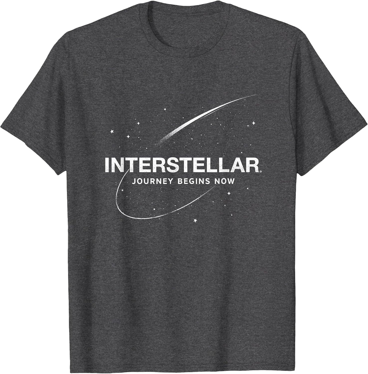 Interstellar Journey Begins Now Space Adventure T-Shirt - Dark Heather Grey