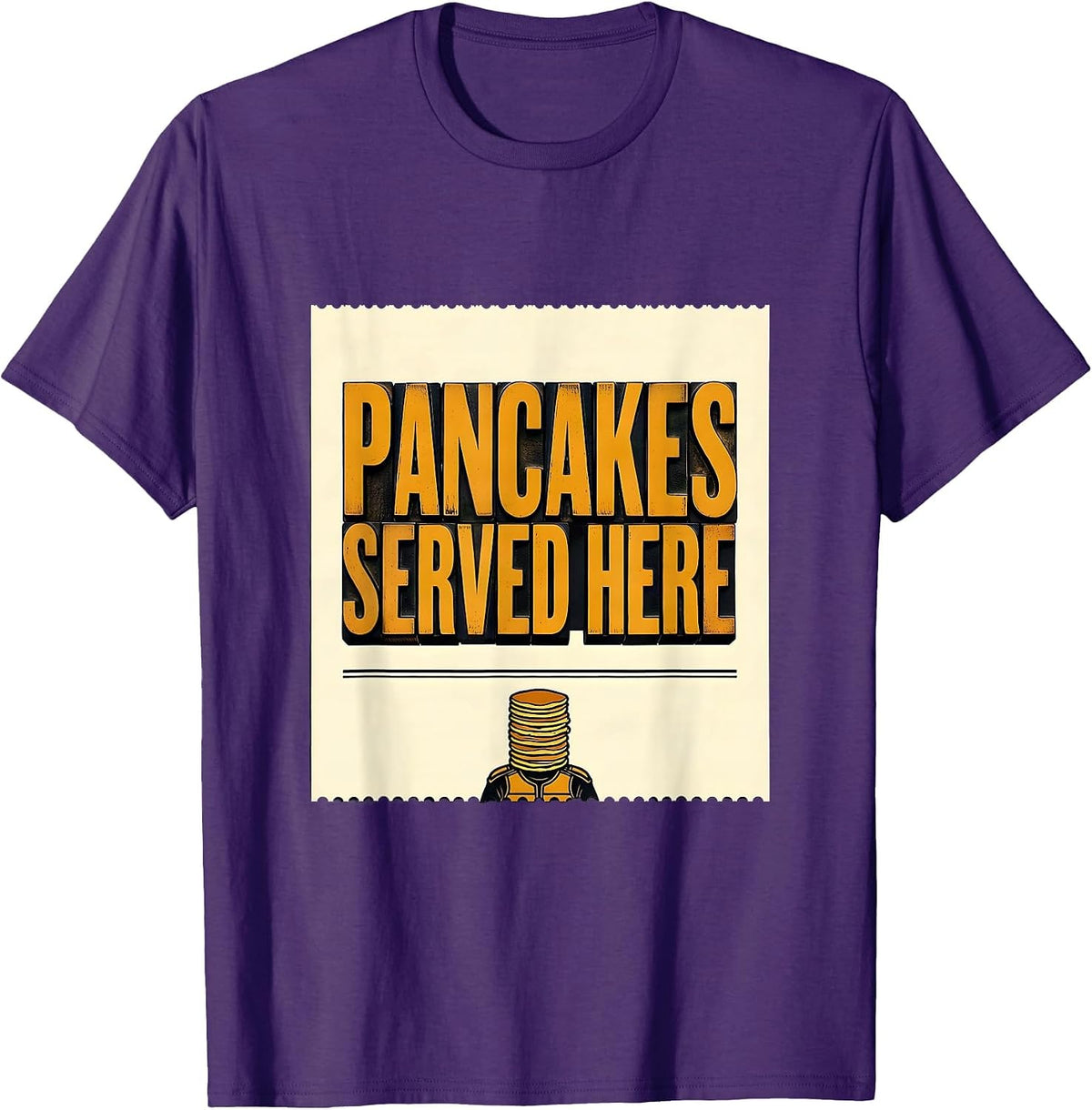 Pancakes Served Here Funny Football Lineman Offensive T-Shirt - Purple