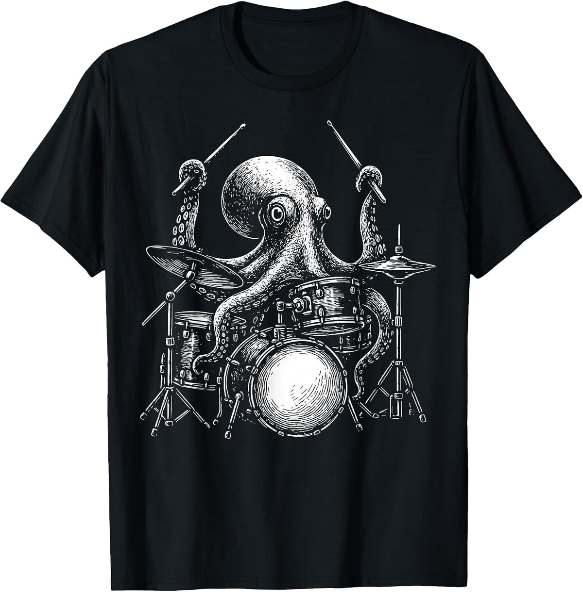 Octopus Drummer T-Shirt - Black