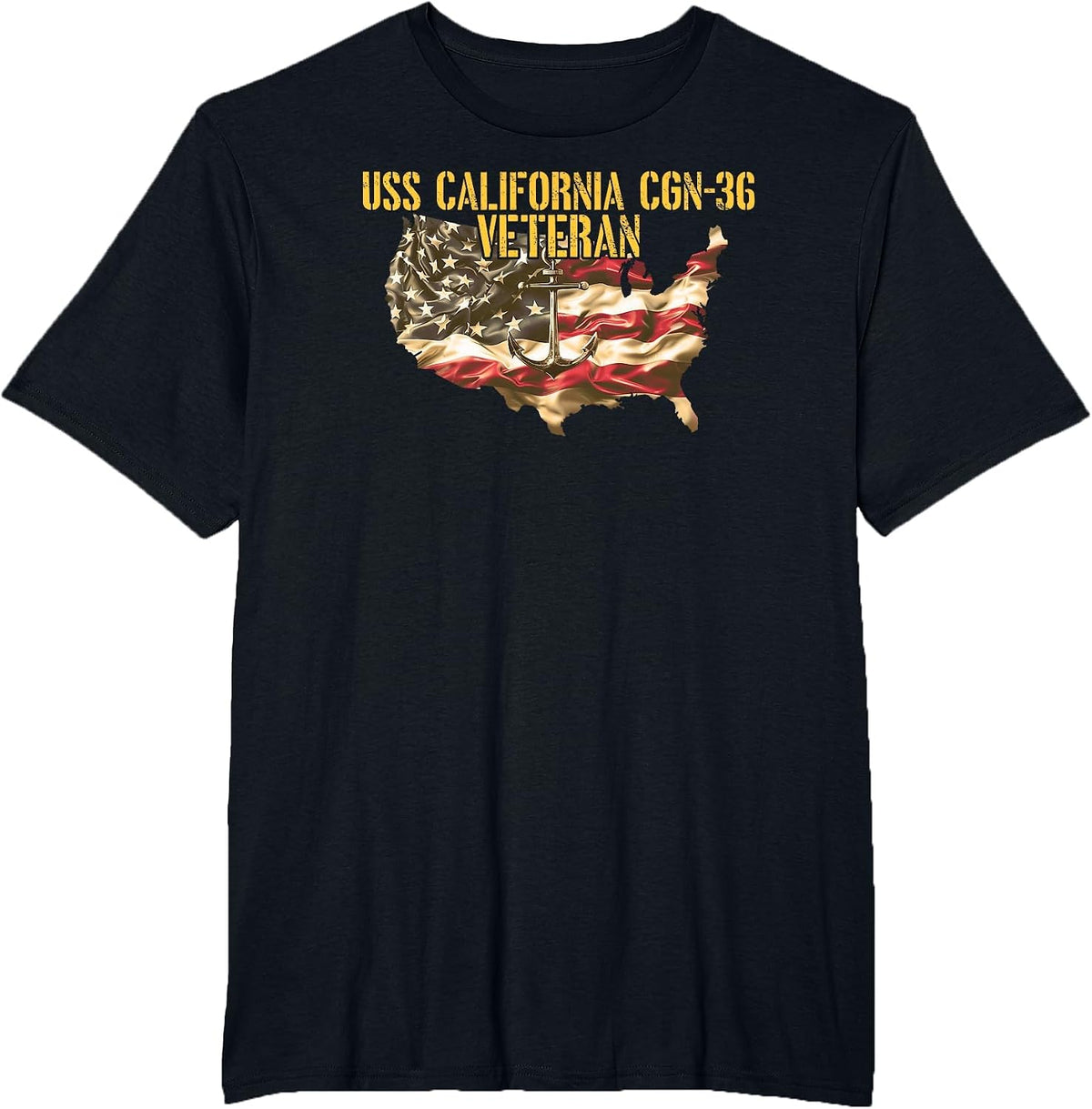 Vintage USS California CGN-36 Guided Missile Cruiser Veteran T-Shirt - Black