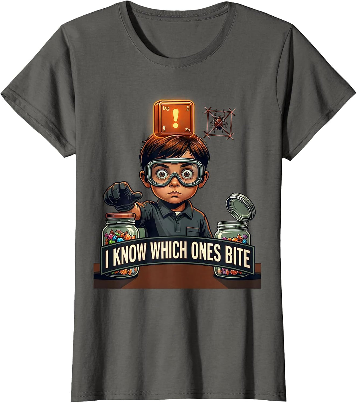 Women's I Know Which Ones Bite Funny Periodic Table Chemistry T-Shirt - Asphalt Grey