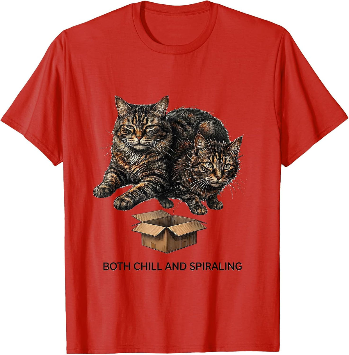 Men's Both Chill And Spiraling Funny Quantum Physics Science T-Shirt - Red