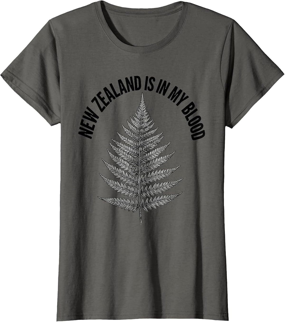 Women's New Zealand Is In My Blood National Pride Rugby Fan Kiwi T-Shirt - Asphalt Grey