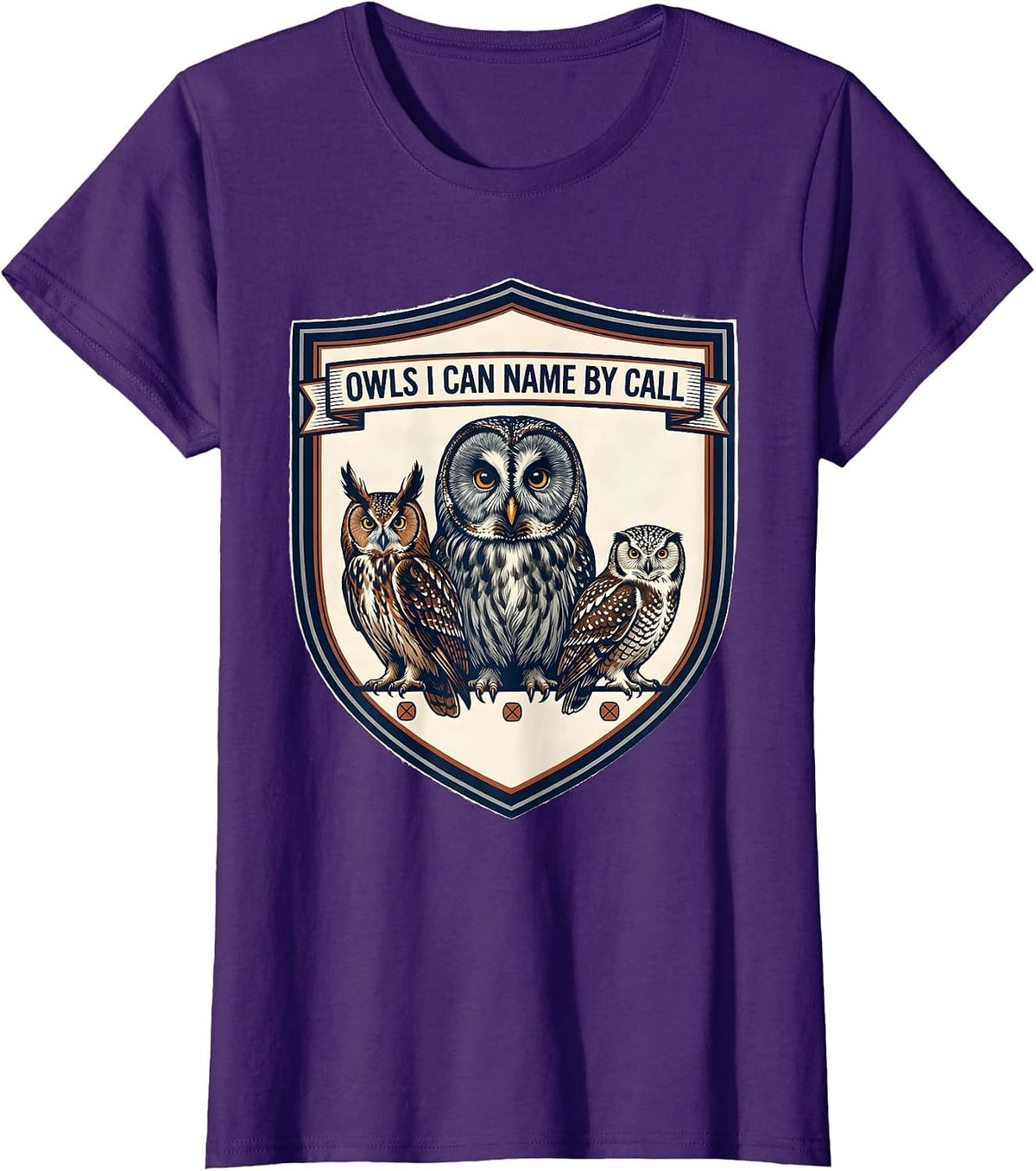 Women's Owls I Can Name By Call Vintage Owl Lover Birdwatcher Humor T-Shirt - Purple