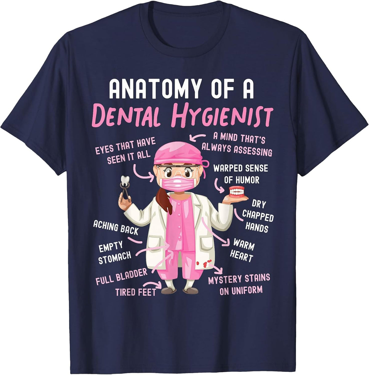 Dental Hygienist Anatomy T-Shirt - Navy Blue