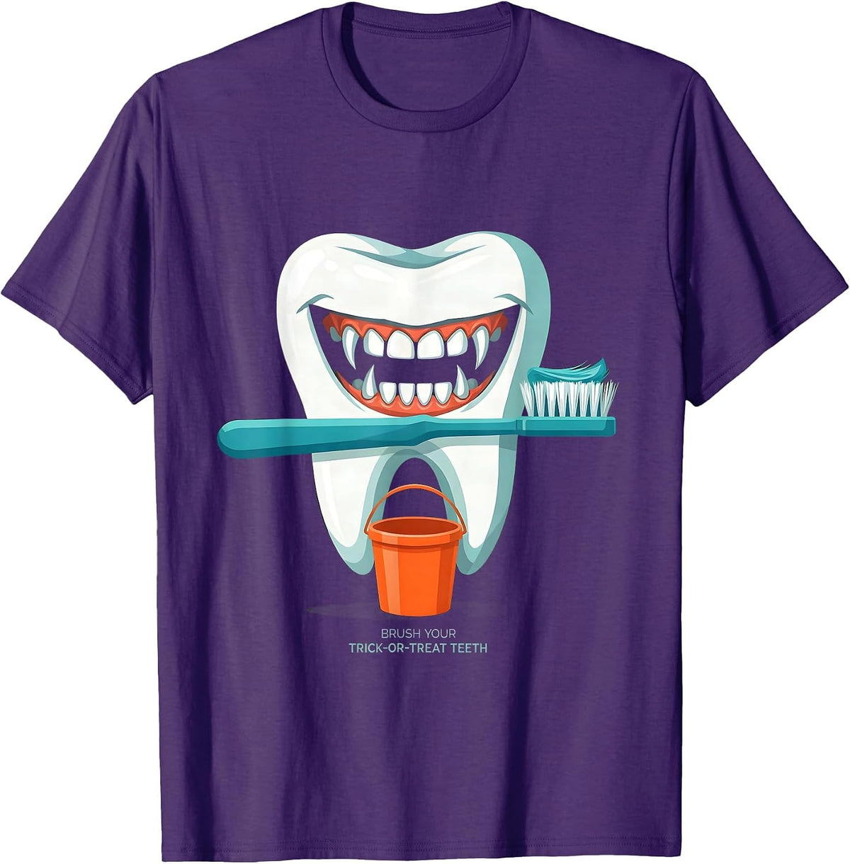 Brush Your Trick-or-Treat Teeth Funny Dental Hygienist T-Shirt - Purple