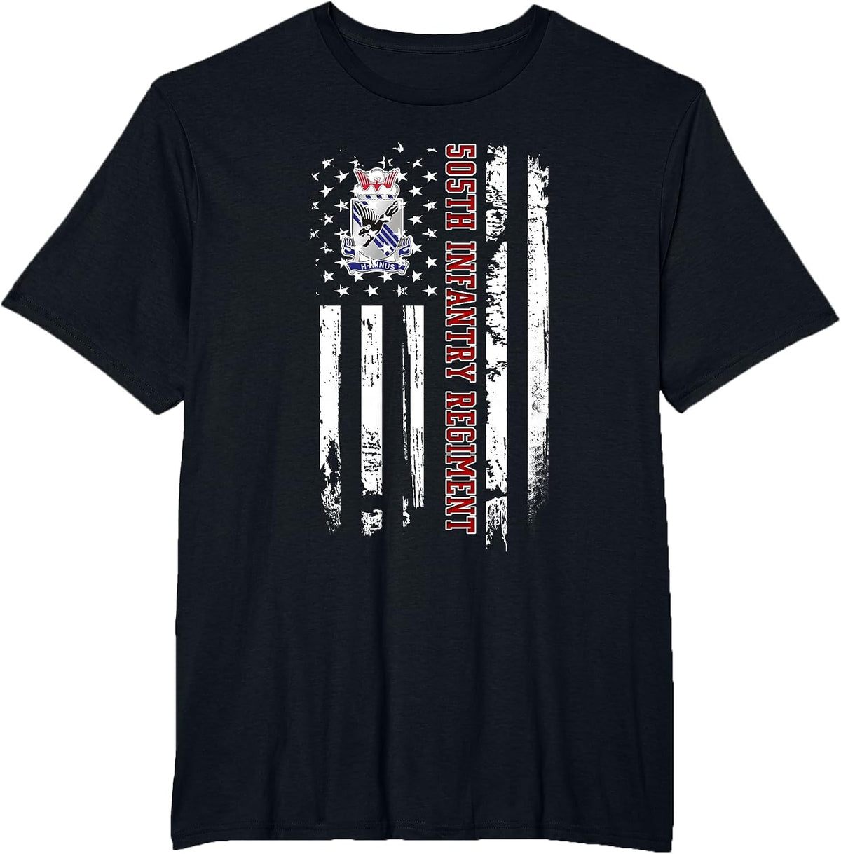 505th Infantry Regiment Veteran USA Flag Veterans Day Xmas T-Shirt - Black