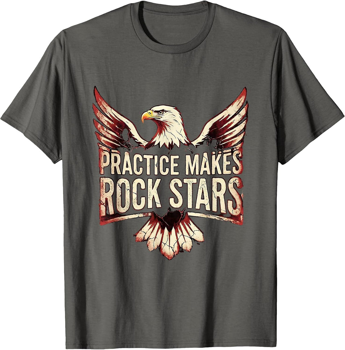 Practice Makes Rock Stars Music Design T-Shirt - Asphalt Grey