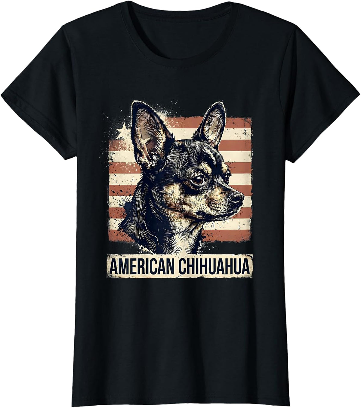 American Chihuahua Distressed Patriotic Dog Lover 4th T-Shirt - Black