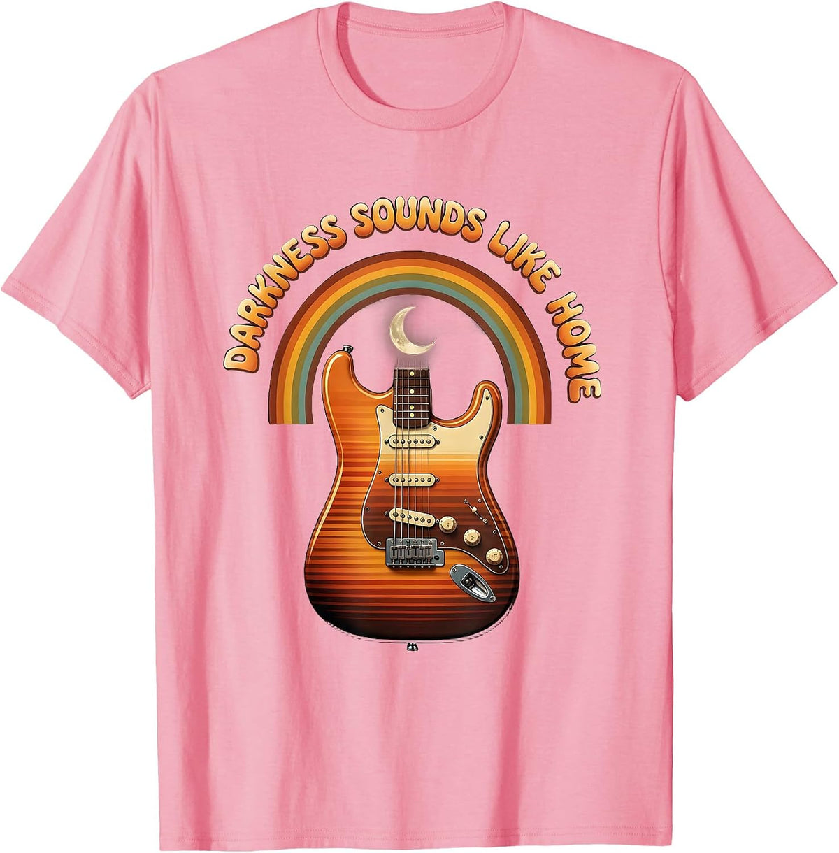 Darkness Sounds Like Home Metal Design T-Shirt - Pink