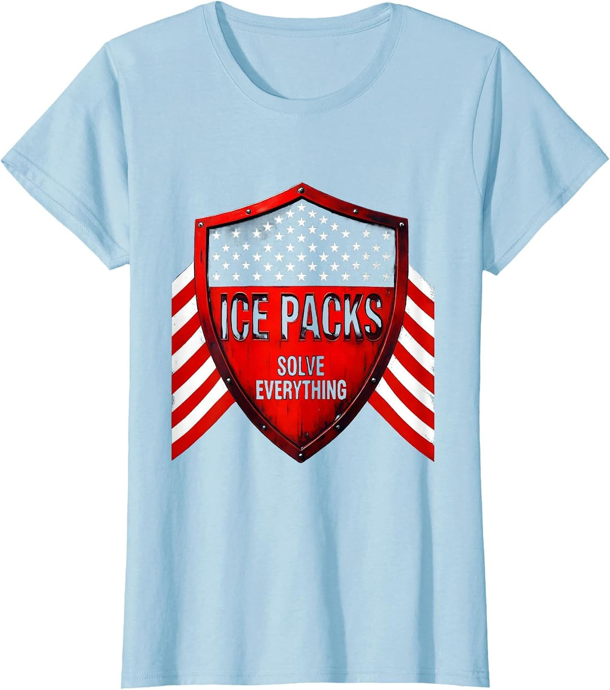 Ice Packs Solve Everything School Nurse Design T-Shirt - Baby Blue