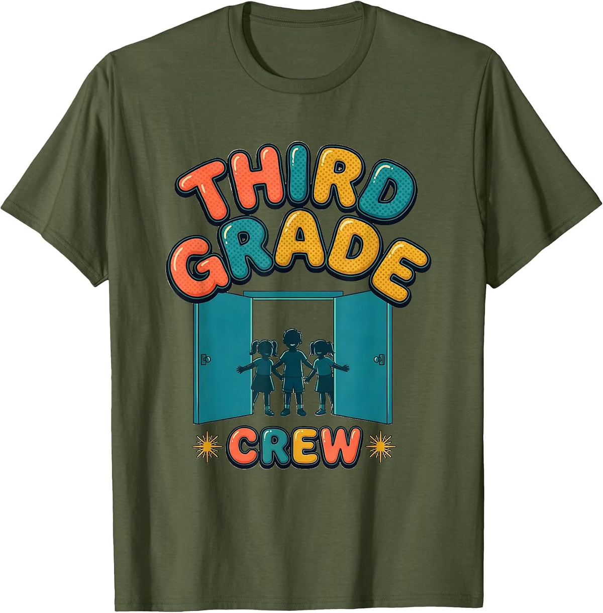 Men's Third Grade Crew Funny Teacher First Day Of School Gift T-Shirt - Olive Green