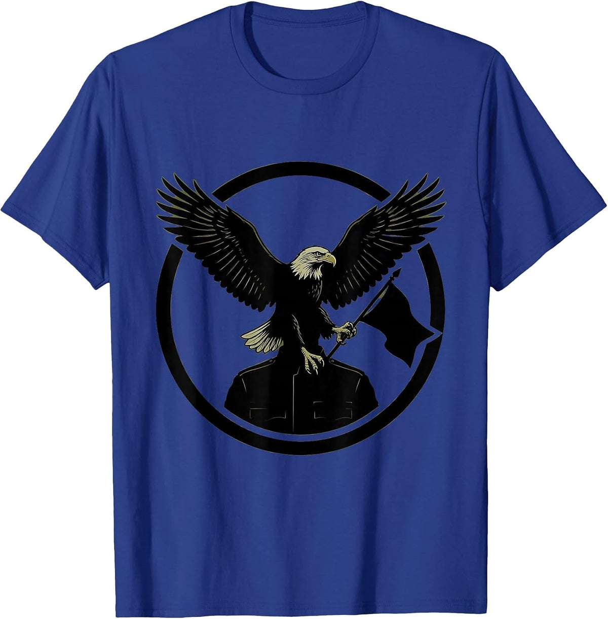 Camo Flag Eagle Soldier Chest Patriotic Design T-Shirt - Royal Blue
