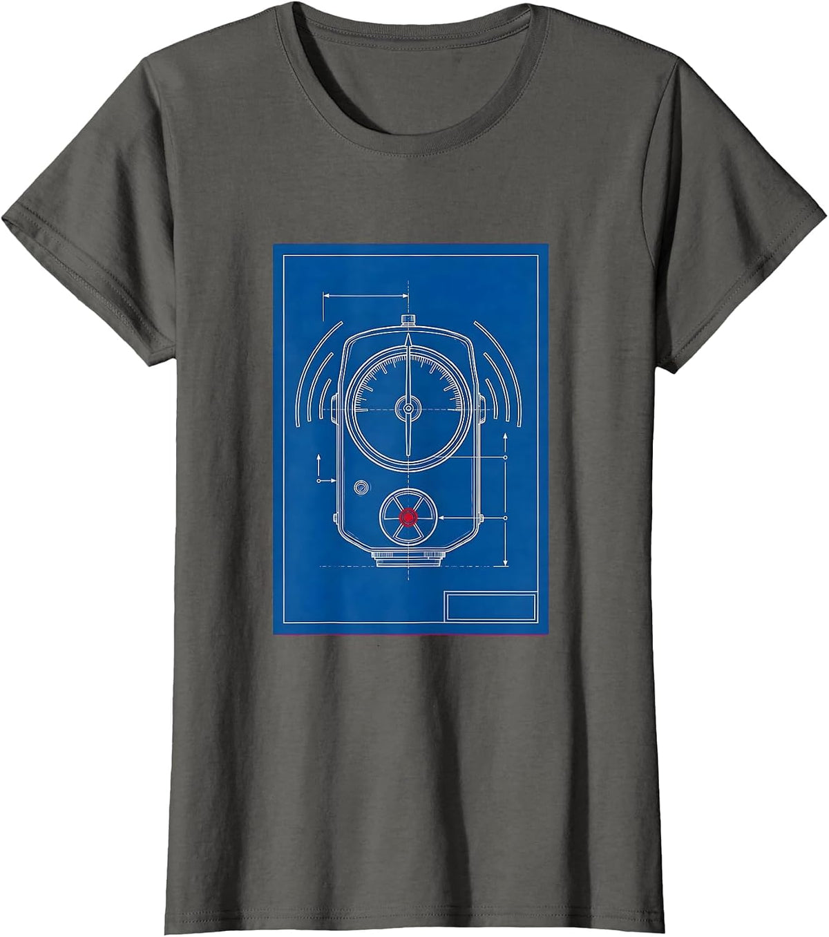 Women's Technical Survey Meter Radiation Trefoil Dark Humor Physics T-Shirt - Asphalt Grey