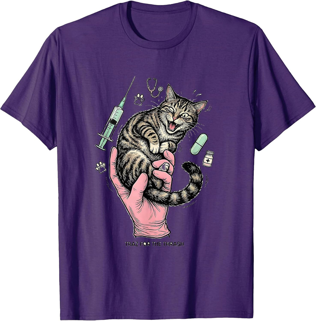 Traz For The Thrash Funny Veterinary Technician Vet Tech T-Shirt - Purple