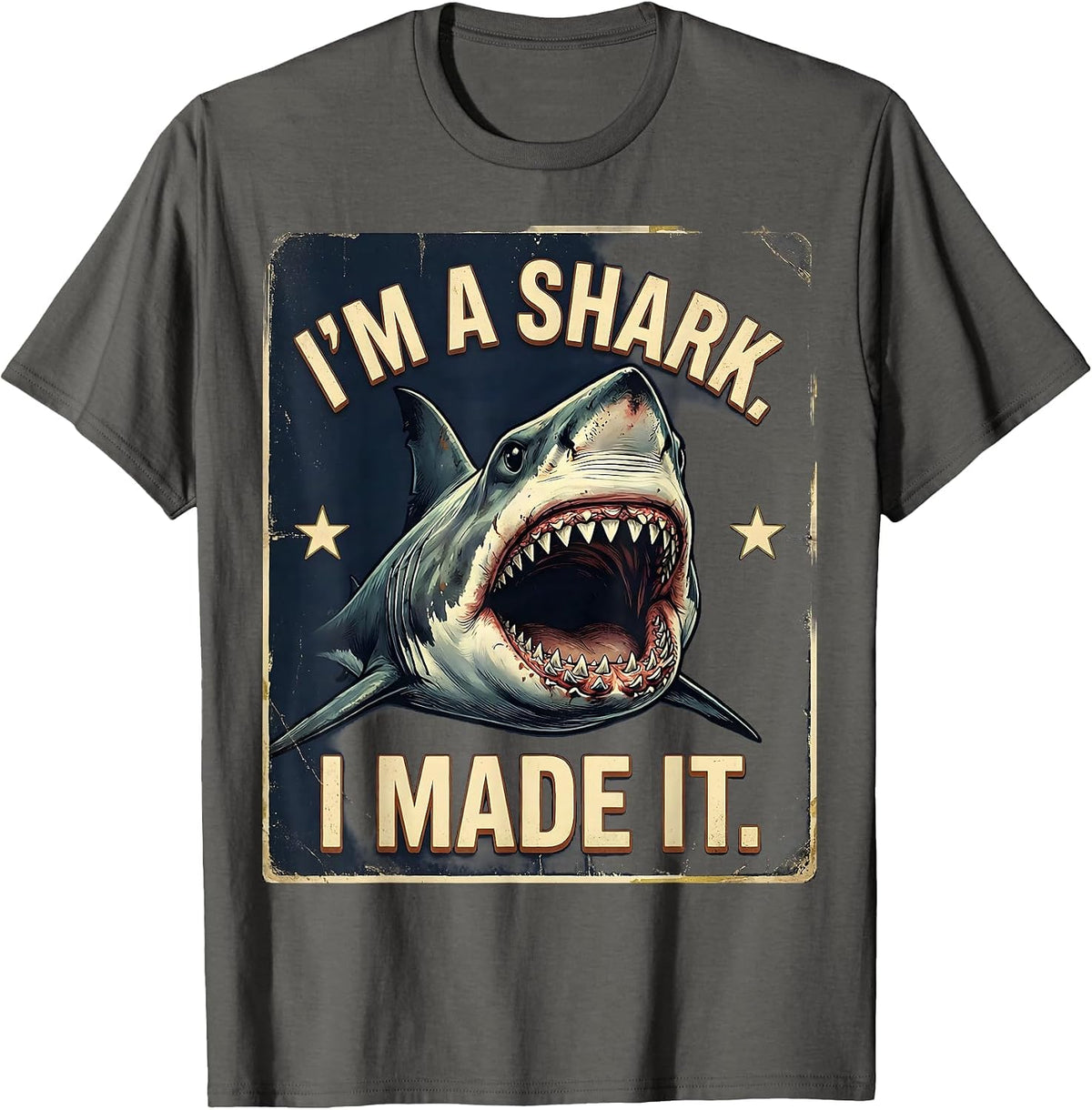 Men's I'm A Shark I Made It Vintage Shark Jaw Halloween Costume T-Shirt - Asphalt Grey