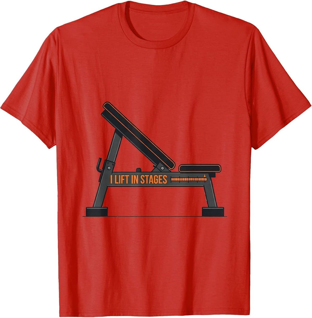 Men's I Lift In Stages Funny Gym Workout Weightlifting Humor T-Shirt - Red