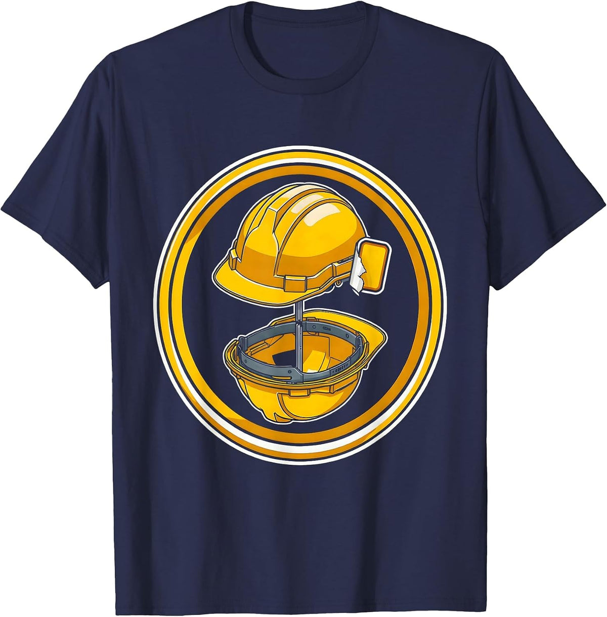 Hard Hat Worn Sticker Badges Graphic T-Shirt - Navy Blue