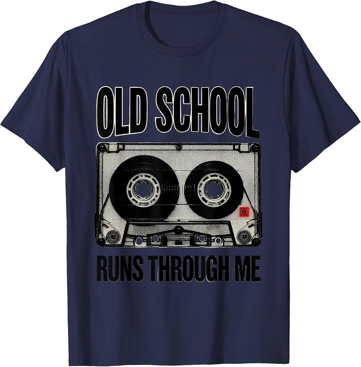 Old School Runs Through Me Vintage Hip Hop Rap Nostalgia T-Shirt - Navy Blue