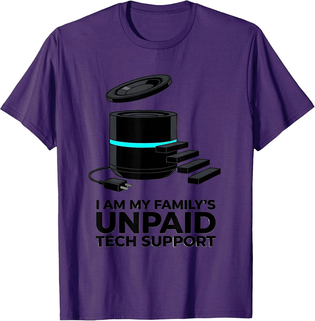 I Am My Family's Unpaid Tech Support Funny IT Humor Tech T-Shirt - Purple
