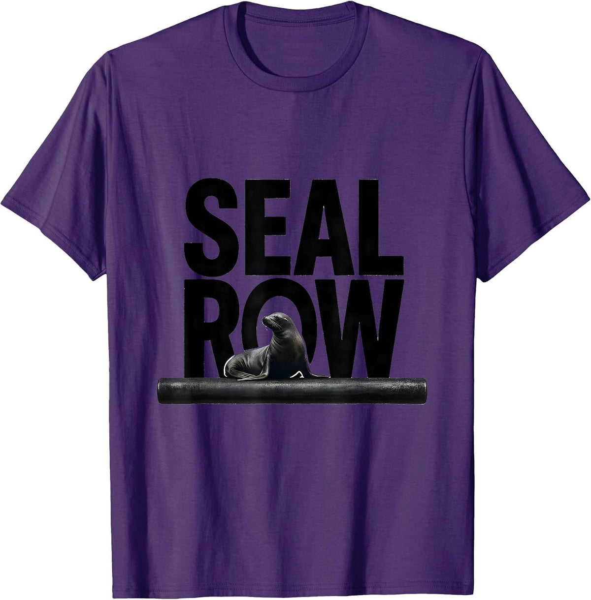 SEAL ROW Minimalist Funny Gym Animal Pun Weightlifting T-Shirt - Purple