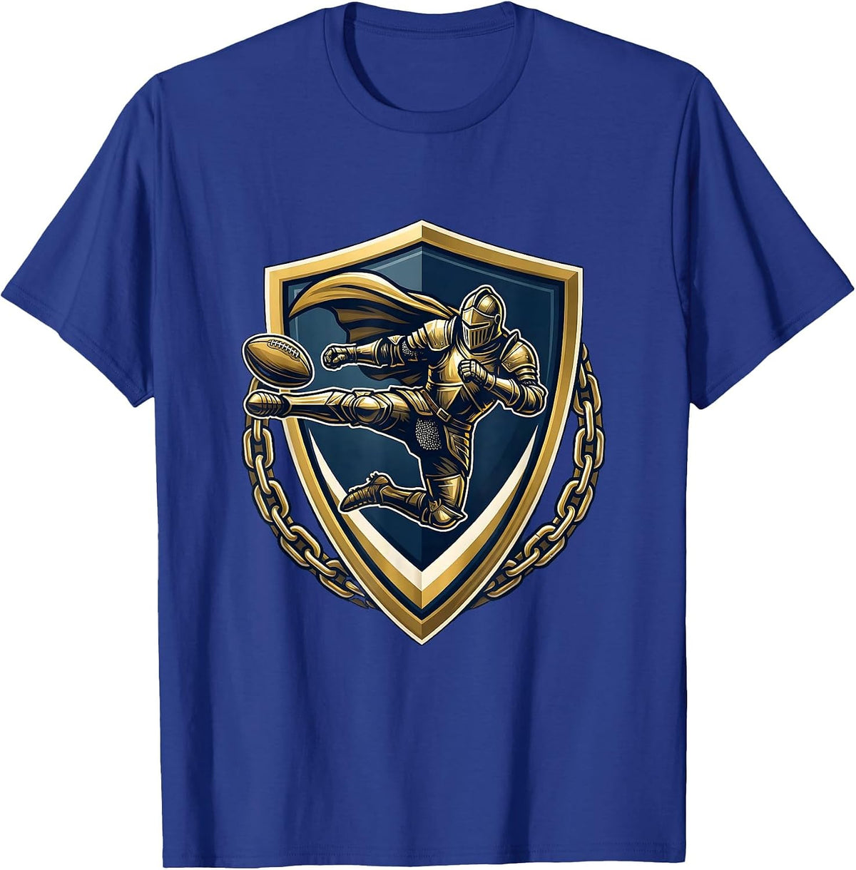Knight in Armor Drop Kick Rugby Graphic T-Shirt - Royal Blue