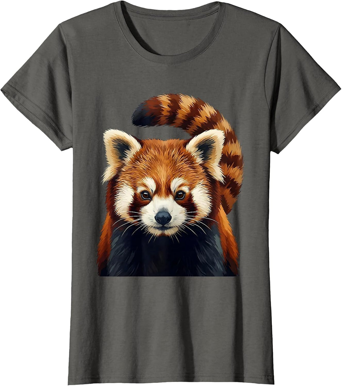 Women's Red Panda Portrait Wildlife Art Animal Lover Gift T-Shirt - Asphalt Grey