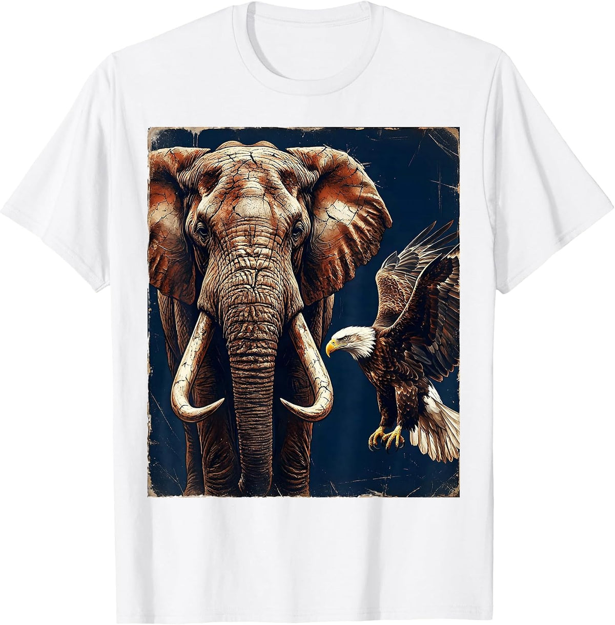 Men's Republican Elephant and Bald Eagle Patriotic Design T-Shirt - White