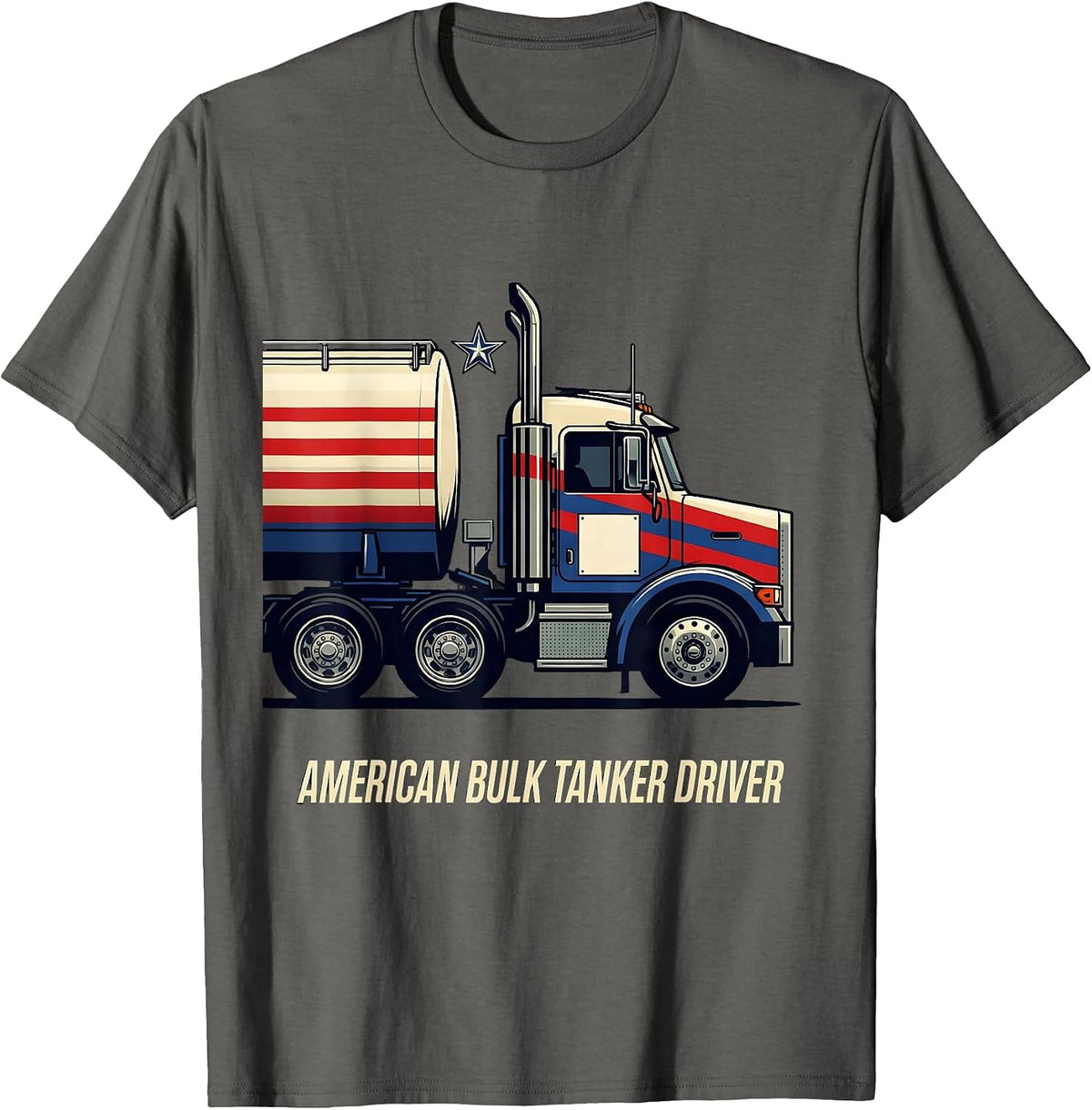 American Bulk Tanker Driver Racing Livery Patriotic Trucker T-Shirt - Asphalt Grey
