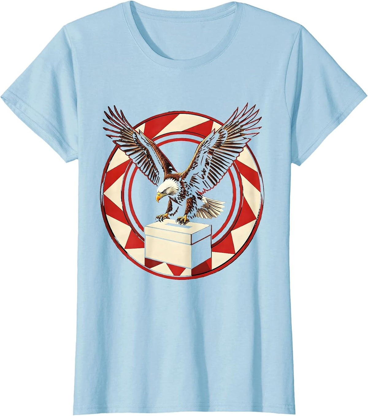 Bald Eagle Ballot Box Civic Pride Illustration T-Shirt - Baby Blue