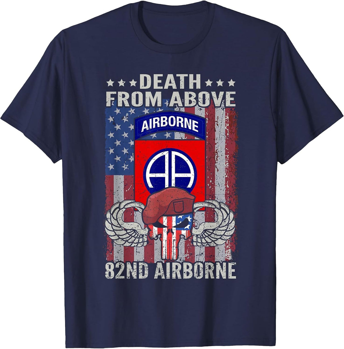 Death from Above USA 82nd Airborne Division Veteran T-Shirt - Navy Blue