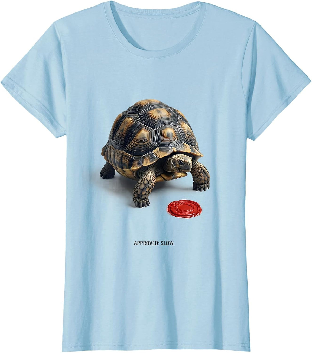 Slow Editorial Conceptual Turtle Lover Funny Novelty T-Shirt - Baby Blue