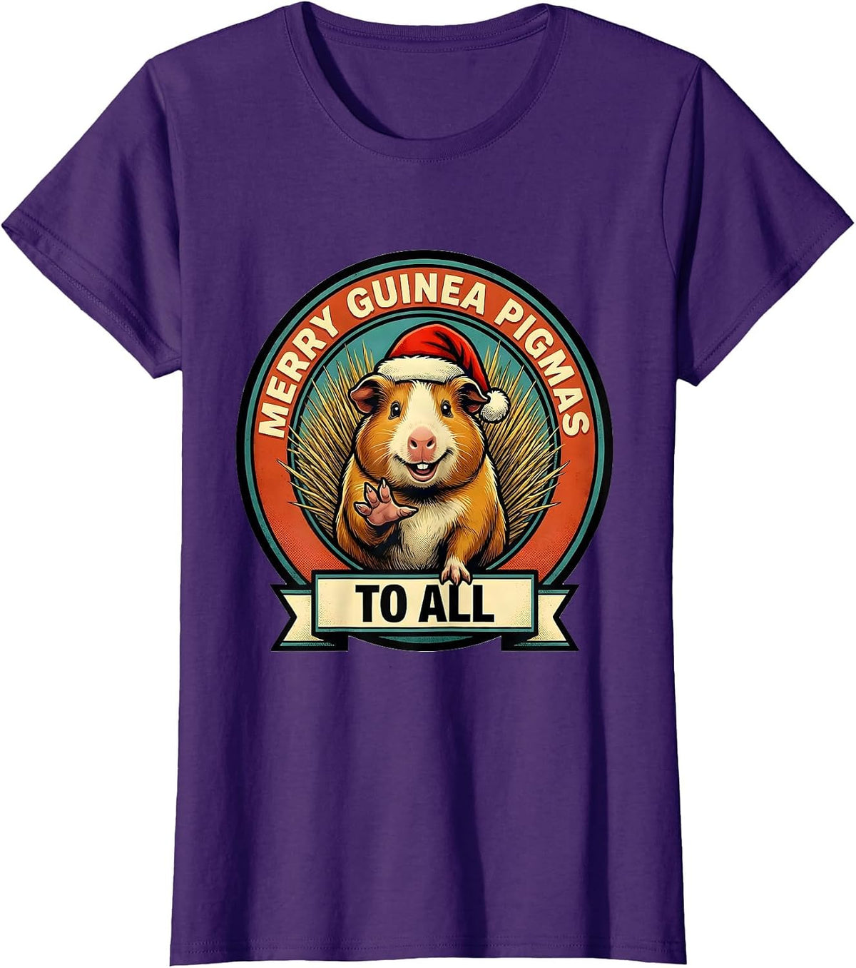 Women's Merry Guinea Pigmas To All Retro Advertising Mascot T-Shirt - Purple