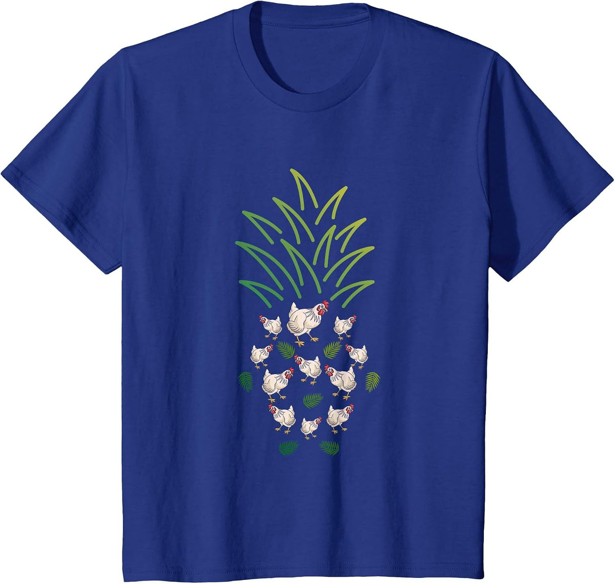 Cute Farm Animal Funny Chicken Pineapple T-Shirt - Royal Blue