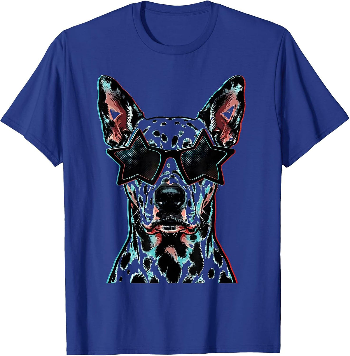 Men's Dalmatian Sunglasses Pop Art Dog Breed Portrait T-Shirt - Royal Blue