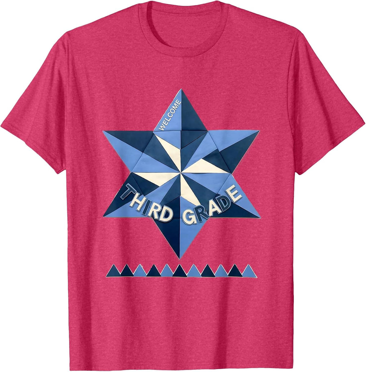 Welcome, Third Grade Quilt Block Patchwork Back To School T-Shirt - Red Heather