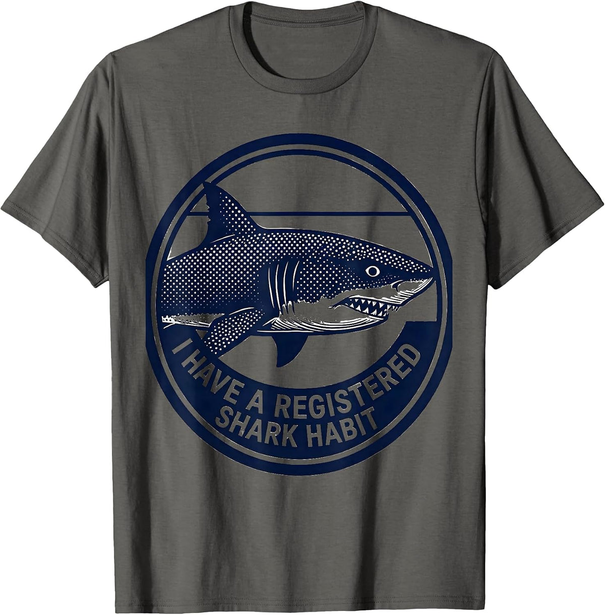 Men's I Have A Registered Shark Habit Funny Shark Lover Ocean T-Shirt - Asphalt Grey