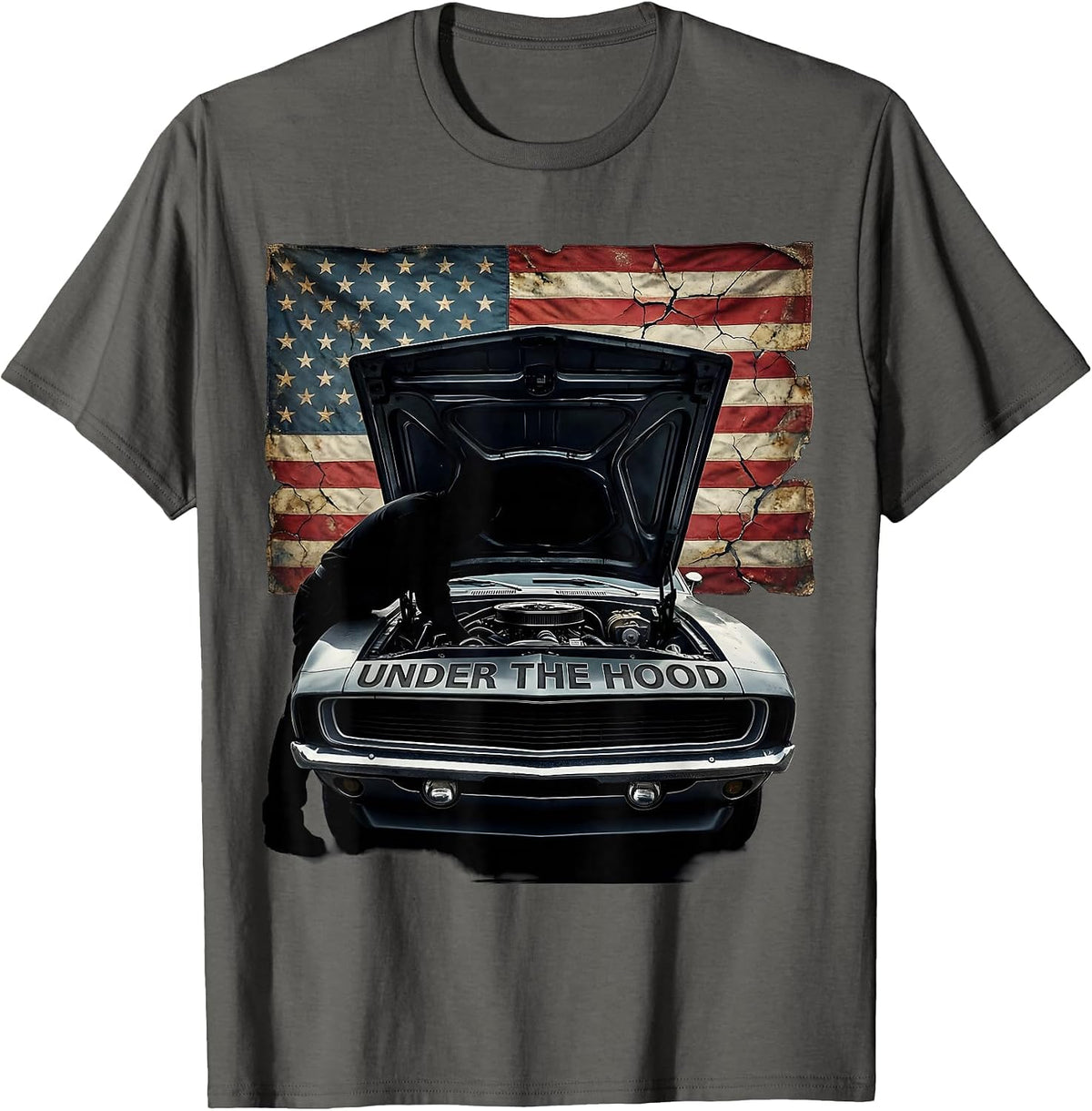 Men's Under the Hood Labor Day Highway Sunset Design T-Shirt - Asphalt Grey