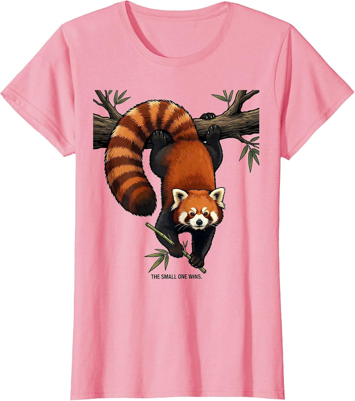 Women's The Small One Wins Funny Red Panda Animal Lover Humor T-Shirt - Pink