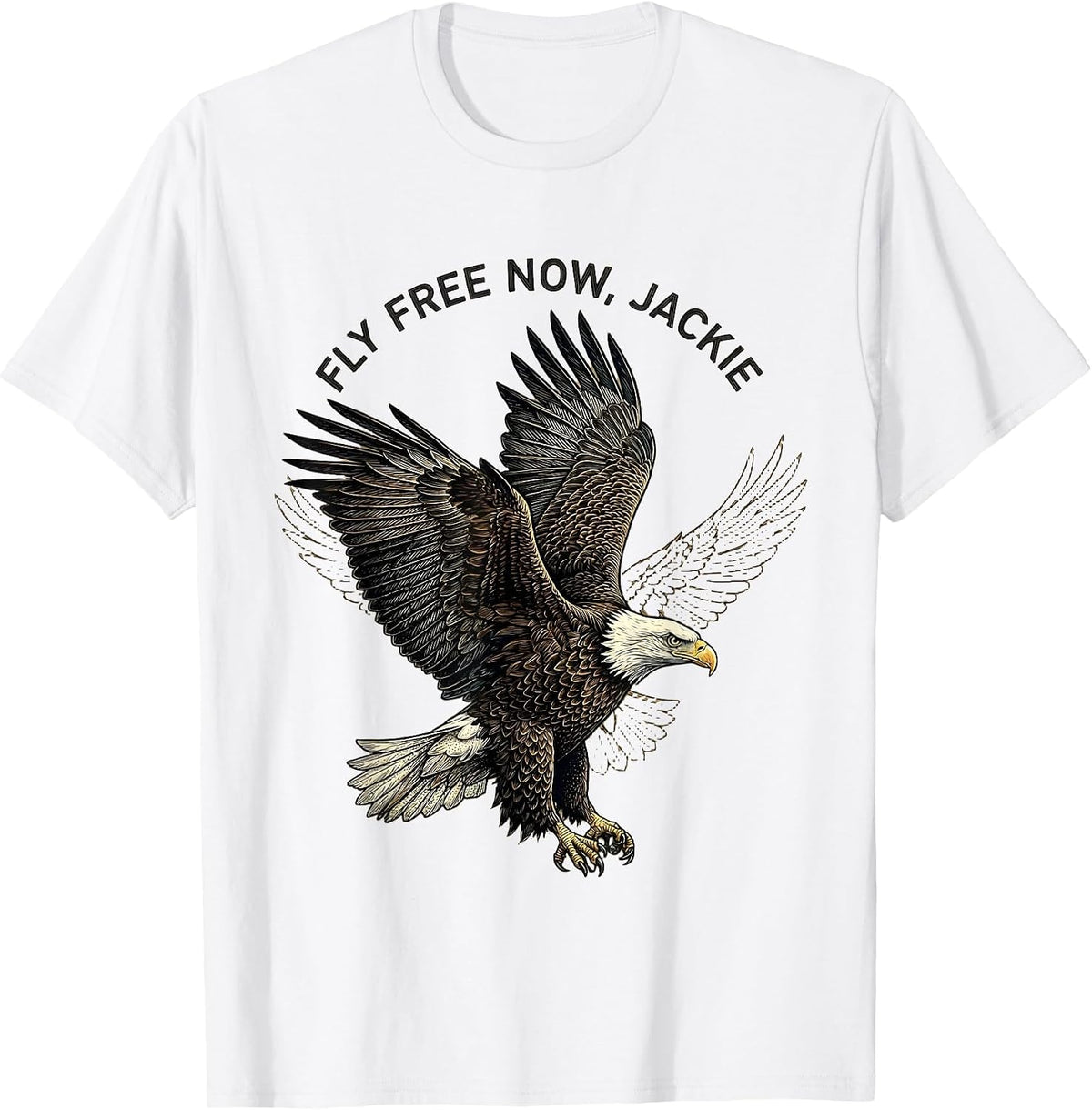 Men's Fly Free Now, Jackie Memorial Bald Eagle Tribute T-Shirt - White