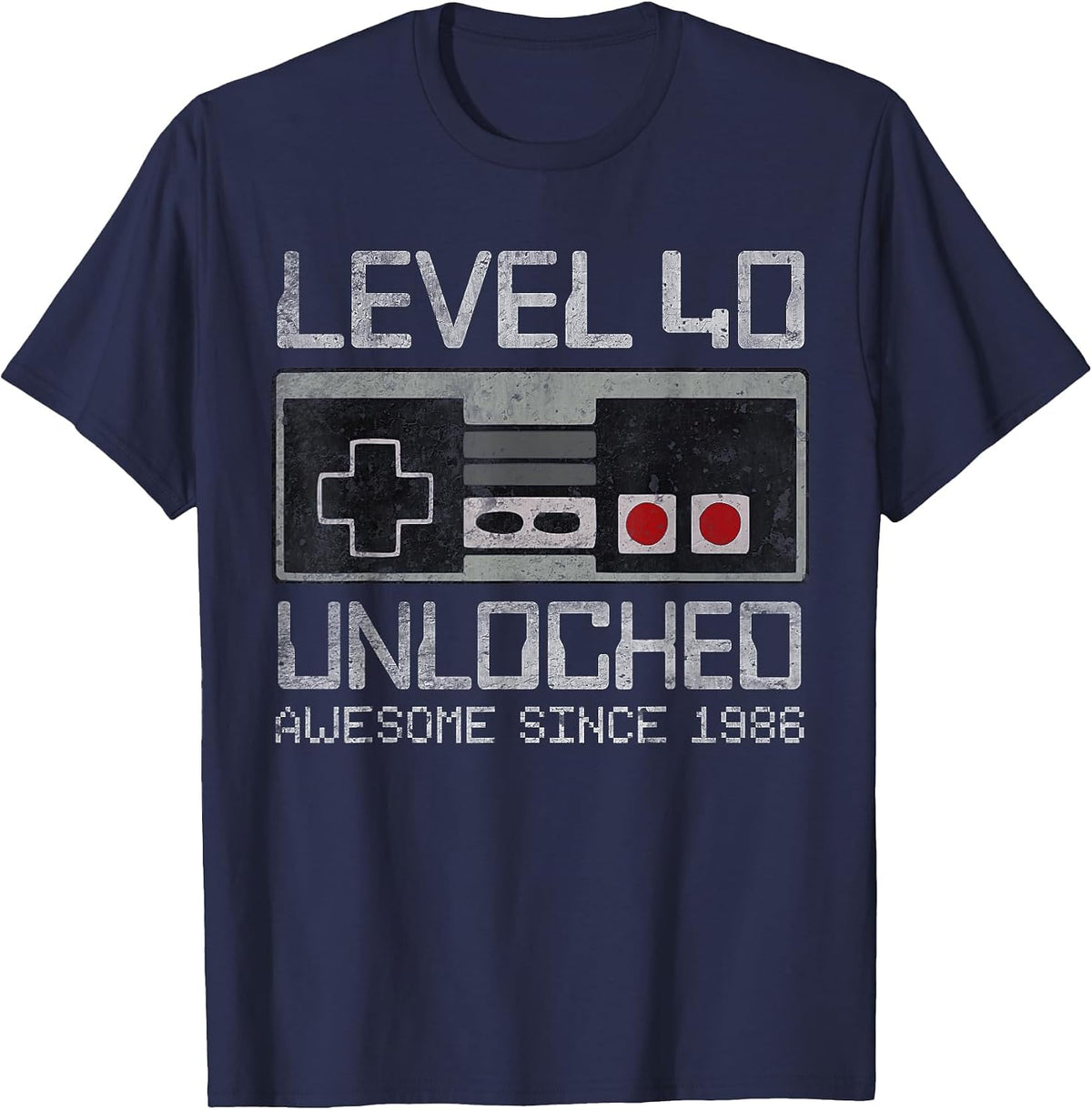 Level 40 Unlocked 40th Birthday 40 Year Old Video Gamer Men T-Shirt - Navy Blue