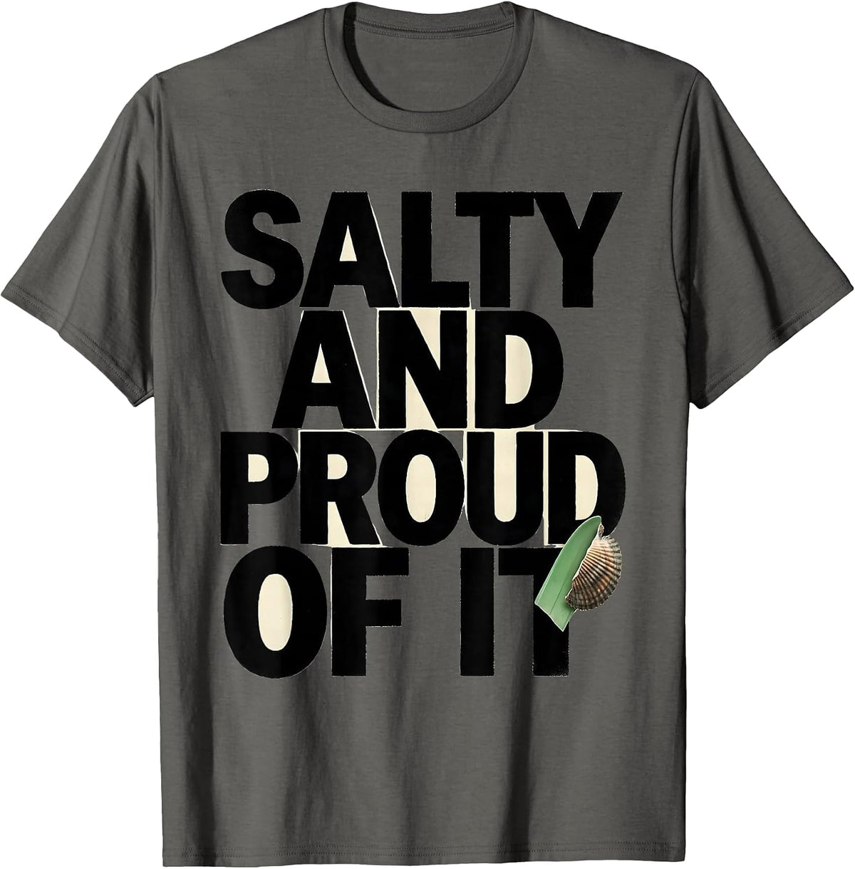 Salty And Proud Of It Sea Turtle Ocean Animal Lover Humor T-Shirt - Asphalt Grey