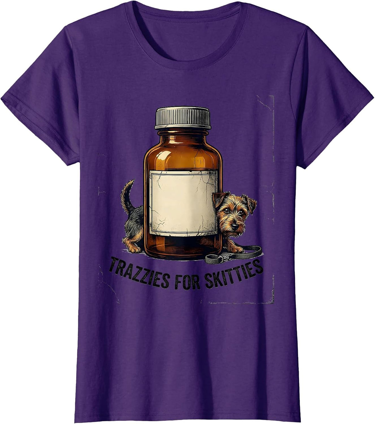 Women's Trazzies For Skitties Distressed Vet Tech Veterinary T-Shirt - Purple